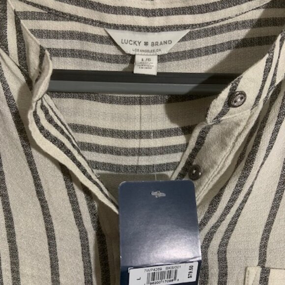 NWT Lucky Brand Boho Peasant Blouse Button Down Casual Women's Top - Size L - Picture 2 of 7